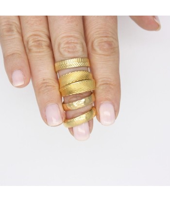 Bague plume dorée à l'or fin 18k Les magasins à Paris et en Île-de-France