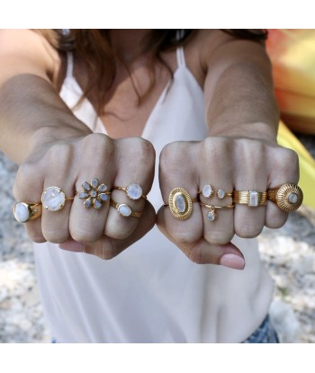 Bague dorée et pierre prix