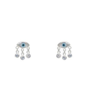 Boucles d'oreilles argent 925 oeil en nacre et zircons Par le système avancé 