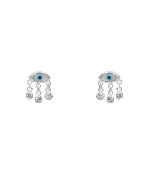 Boucles d'oreilles argent 925 oeil en nacre et zircons Par le système avancé 