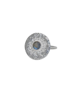 Bague ronde argent 925 martelée et pierre sur le site 