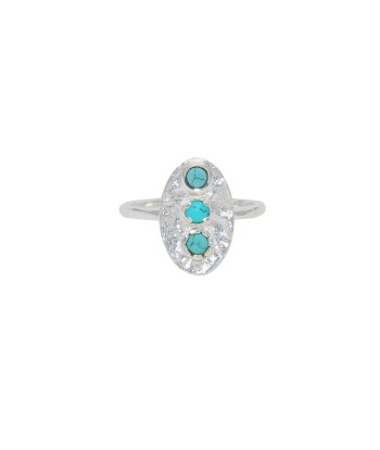 Bague martelée trio de pierre turquoise en argent 925 la livraison gratuite