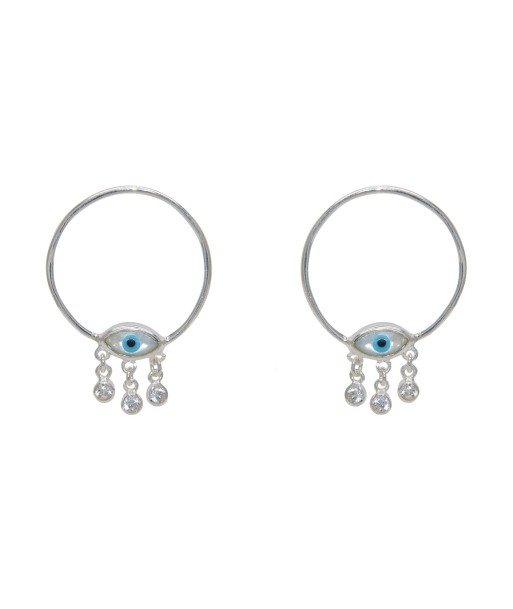 Boucles argent 925 oeil nacre et zircons votre