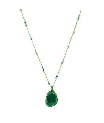 Sautoir vert onyx verte prehnite et tourmaline commande en ligne