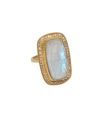 Bague dorée XXL pierre cristal et zircons du meilleur 