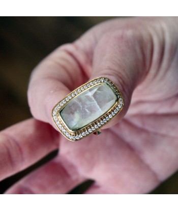 Bague dorée XXL pierre cristal et zircons du meilleur 