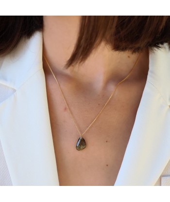 Collier or 18k et tourmaline noire pas cher