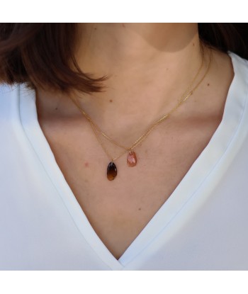 Collier or 18k et tourmaline rose pas cher chine