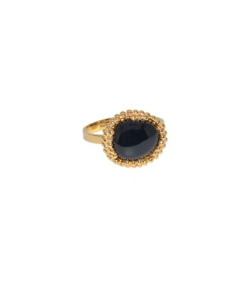 Bague dorée pierre cabochon serti boules livraison et retour toujours gratuits