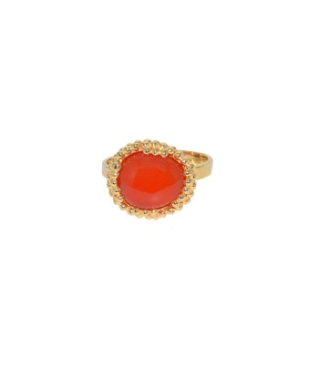 Bague dorée pierre cabochon serti boules livraison et retour toujours gratuits