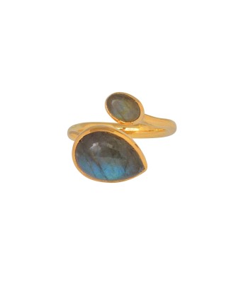 Bague dorée ouverte et labradorite Comparez plus de prix