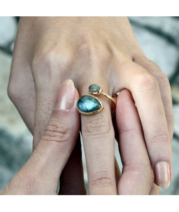 Bague dorée ouverte et labradorite Comparez plus de prix