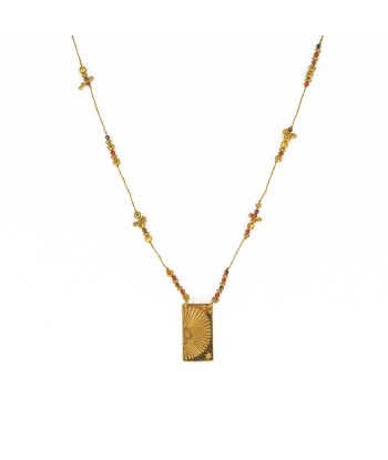 Collier doré multi pierres et pendentif plaque demi soleil 2 - 3 jours ouvrés.