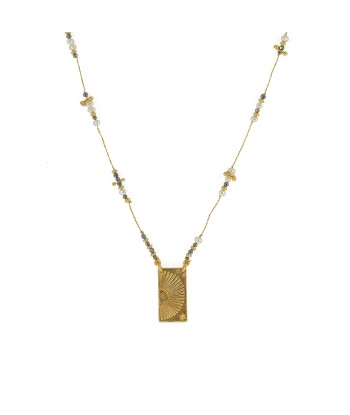 Collier doré multi pierres et pendentif plaque demi soleil 2 - 3 jours ouvrés.