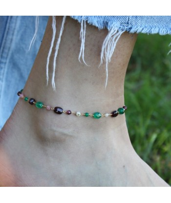 Bracelet de cheville doré et pierres Pour