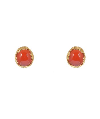 Boucles puces dorées pierre cabochon français