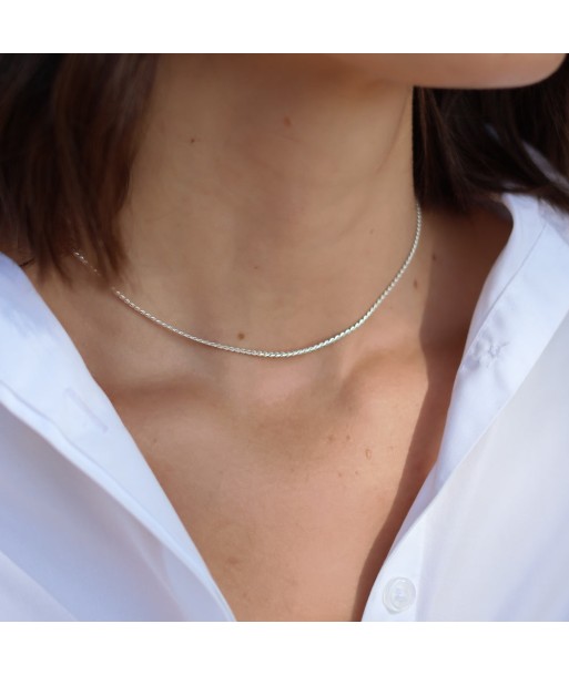 Collier argent maille gourmette bombée frappée chez Cornerstreet bien 