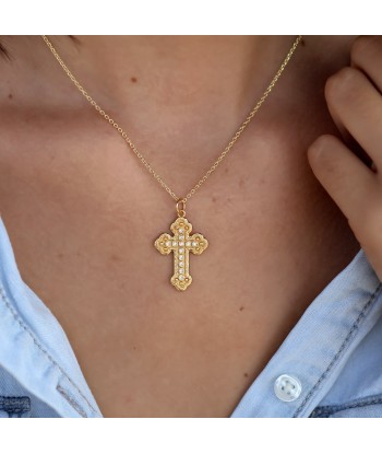 Collier doré croix et zircons de votre