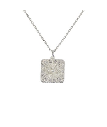 Collier argent 925 plaque carrée et oeil la livraison gratuite