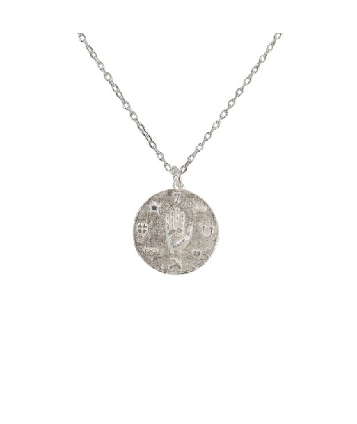 Collier argent 925 médaille martelée et main Voir les baskets