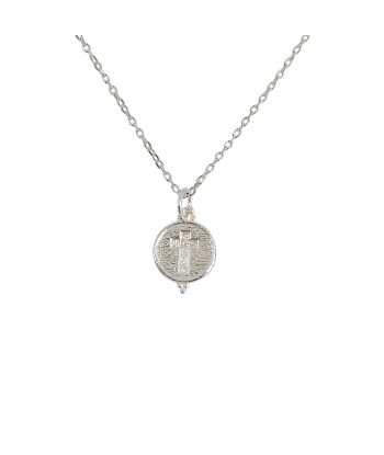 Collier médaille argent et croix en linge