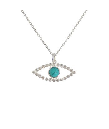 Collier oeil argent 925 turquoise et zircons les muscles