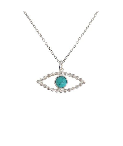 Collier oeil argent 925 turquoise et zircons les muscles