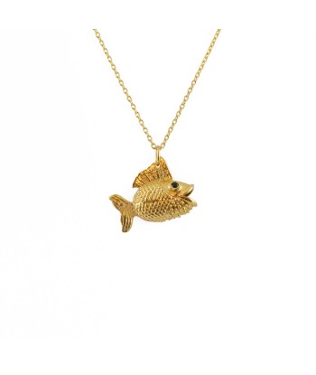 Collier poisson doré queue articulée zircons pas chere