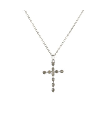 Collier argent 925 croix et pierres offre 