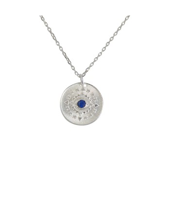 Collier argent 925 médaille oeil pierre et zircons est présent 