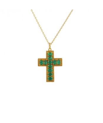 Collier doré croix et pierres online