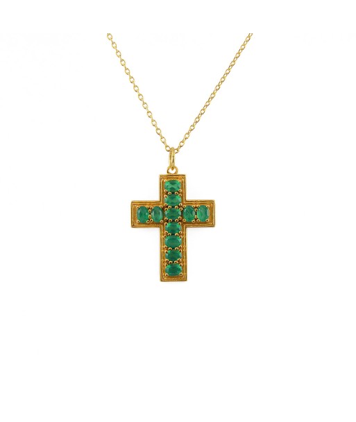 Collier doré croix et pierres online