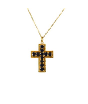 Collier doré croix et pierres online