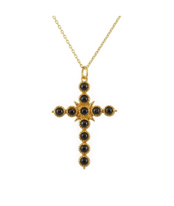 Collier doré croix pierres 2024