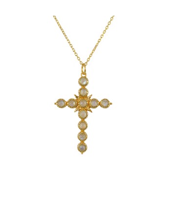 Collier doré croix pierres 2024