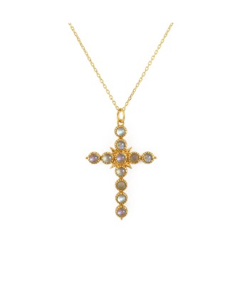 Collier doré croix pierres 2024