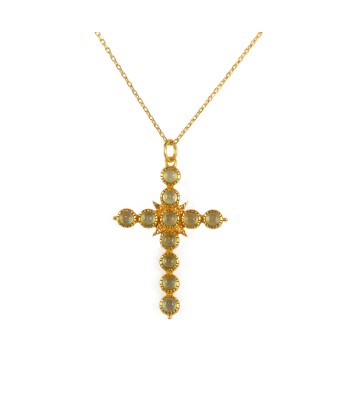 Collier doré croix pierres 2024