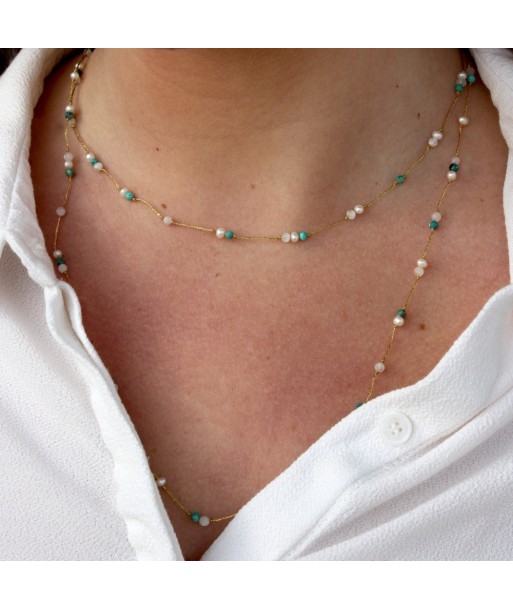 Collier fil doré et pierres naturelles Livraison rapide