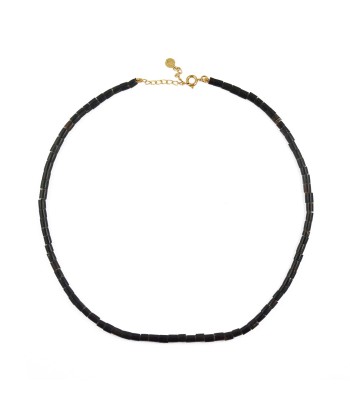 Collier perles allongées noires Par le système avancé 