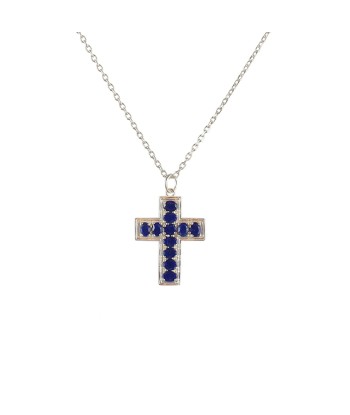 Collier argent 925 et croix pierres destockage