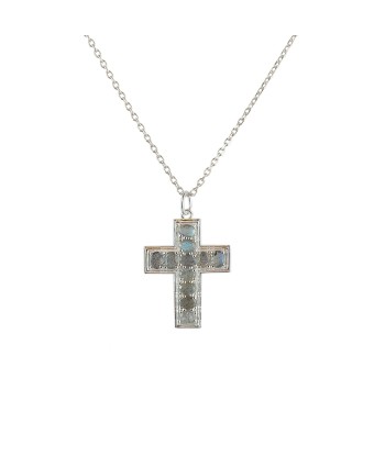 Collier argent 925 et croix pierres destockage