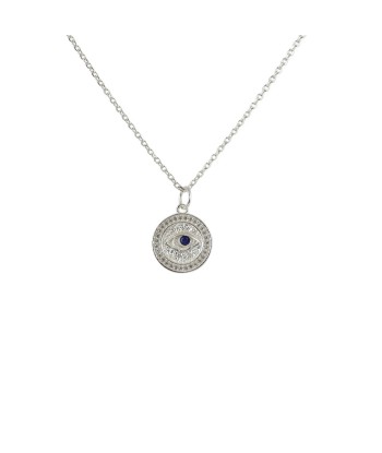 Collier argent 925 médaille oeil pierre et zircons le concept de la Pate a emporter 