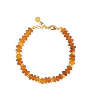 Bracelet corne orangée et disques dorés Par le système avancé 