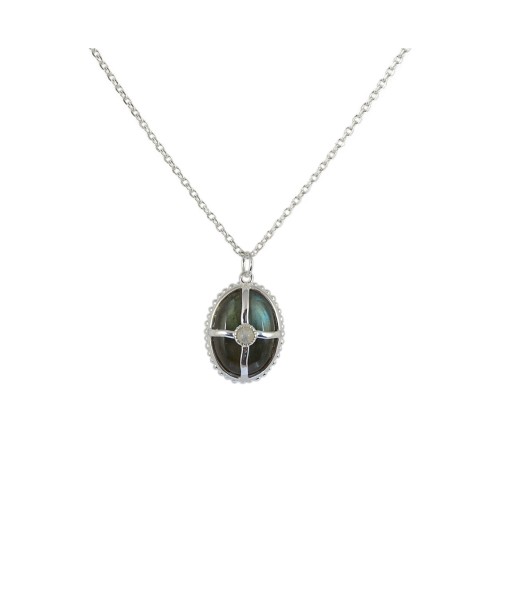 Collier argent 925 labradorite cabochon et cage chez Cornerstreet bien 