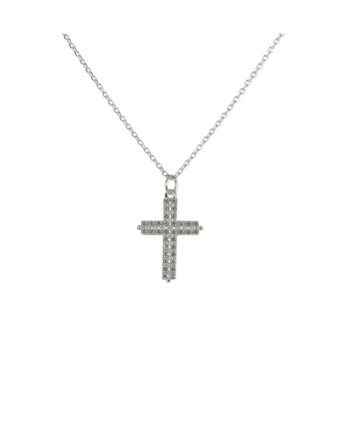 Collier argent 925 croix et zircons blancs suggérées chez