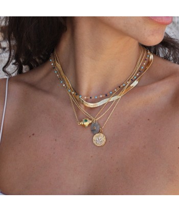 Collier doré et talisman multi pierres pas chere