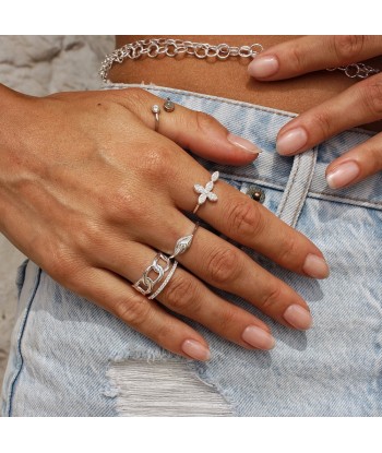 Bague argent 925 croix fleur et zircons s'inspire de l'anatomie humaine