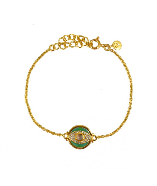 Bracelet doré médaille oeil pierre et zircons Par le système avancé 