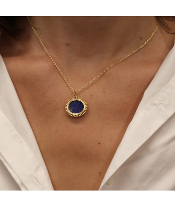 Collier doré pendentif pierre ovale et boules Les magasins à Paris et en Île-de-France