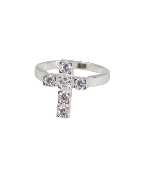 Bague croix en argent 925 et zircons Livraison rapide